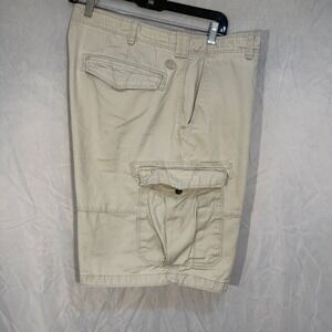 Timberland Cargo Shorts Men's Size 38 Beige Flat Front Camp Hike Casual Heavy